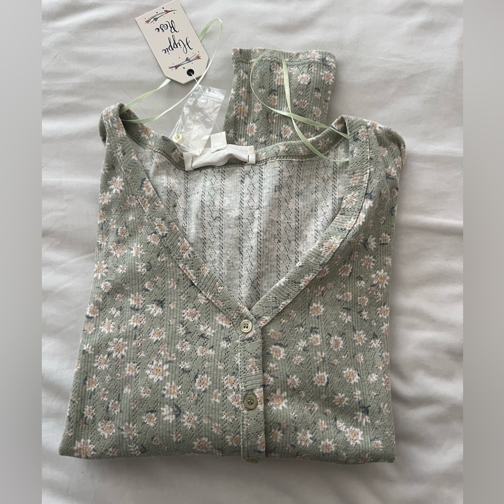 Hippie Rose Matcha Floral Cardigan